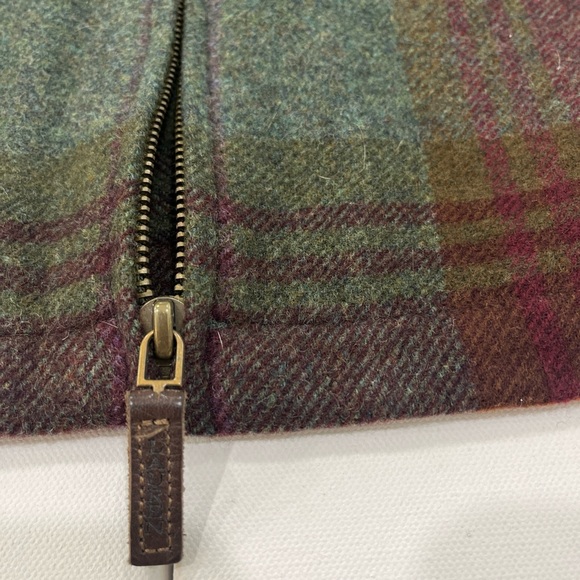 Vintage Lauren Ralph Lauren Petite Tweed Tartan Lamb Wool Leather Elbow Womens M - Picture 7 of 14